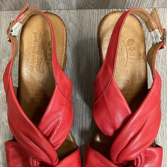 Spring Step Madeleine Red Leather Heeled Dress Sandals EU 40 (US 9) - Picture 4 of 16